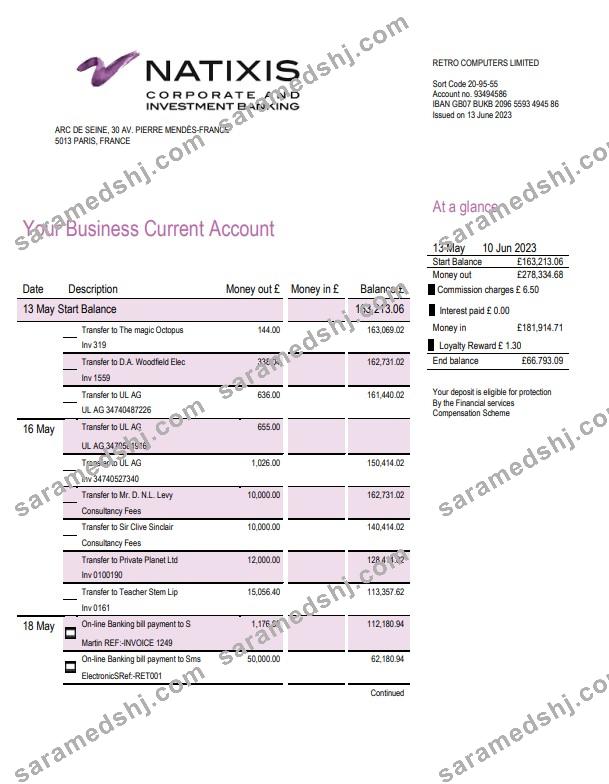 Natixis Algerie bank proof of address bank statement template in Word and PDF format